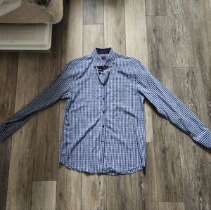 H&M Men's Button Up Blue And White Plaid Shirt